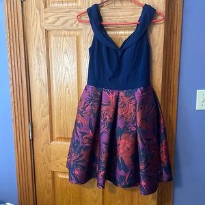 Off Shoulder Dress with Floral pleated skirt